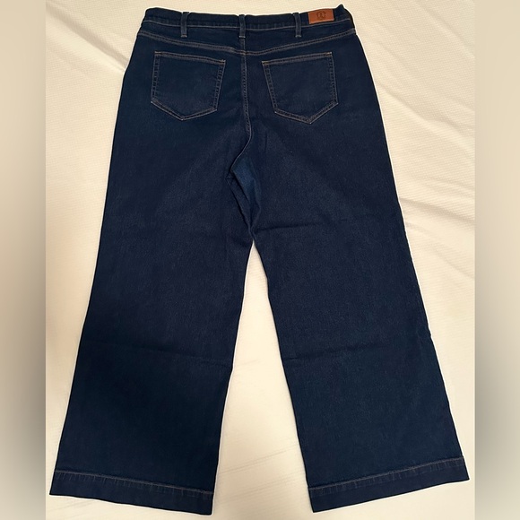 Lands' End Women's High Rise Wide Leg Dark Blue Jeans Size 18W - Picture 4 of 14